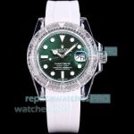 Swiss 2824 Clone Rolex PhantomLab Submariner Transparent Case Green Face Watch 